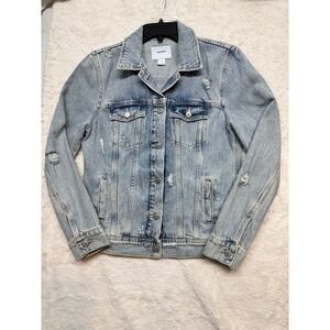 Old Navy Denim Jacket Womens Small Distressed Light Wash Jean Jacket